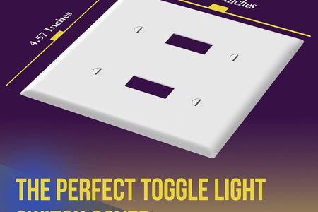 - FBA_8812-W-10PCS Toggle Light Switch Wall Plate, Size 2-Gang 4.50" X 4.57", Unbreakable Polycarbonate Thermoplastic, 8812-W-10PCS, White (10 Pack)
